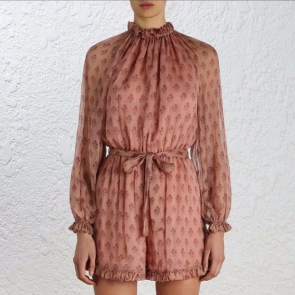 Zimmermann Silk Karmic Stamp Ruffle Romper